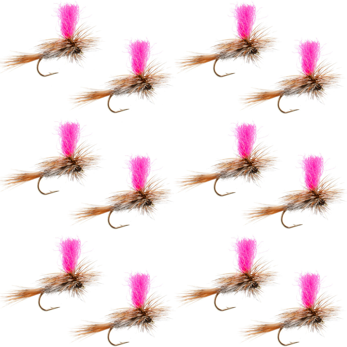 Adams Hi-Viz Parachute Classic Dry Fly - 12 Flies Hook Size 20