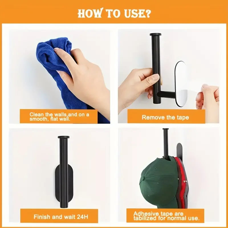 Stainless Steel Baseball Cap Hanger - Wall Mounted Hat Organizer With Punch-Free Design