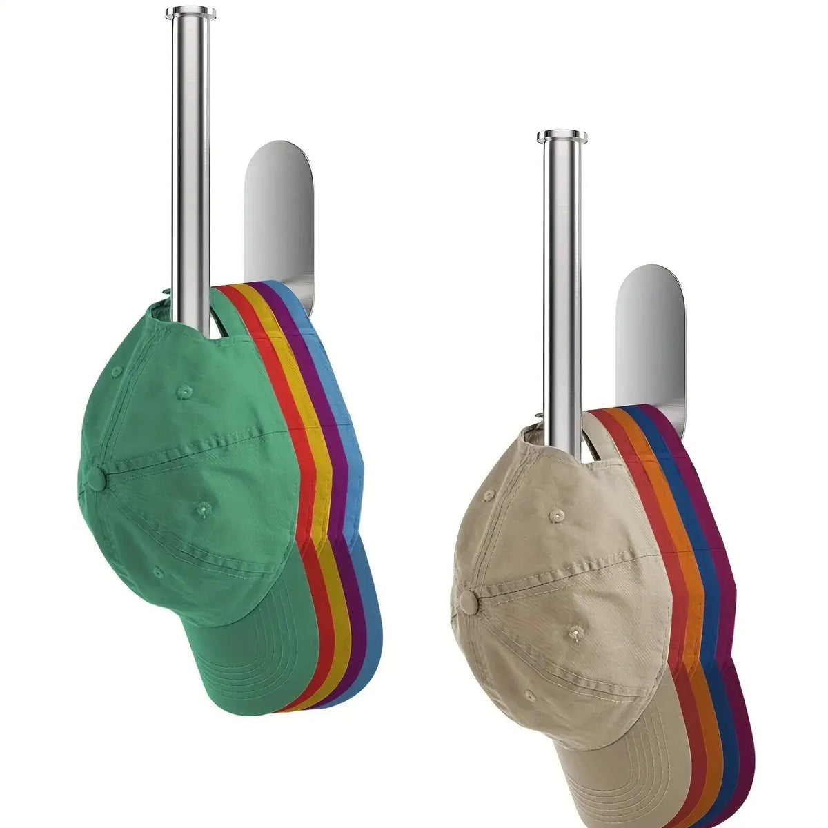 Stainless Steel Baseball Cap Hanger - Wall Mounted Hat Organizer With Punch-Free Design