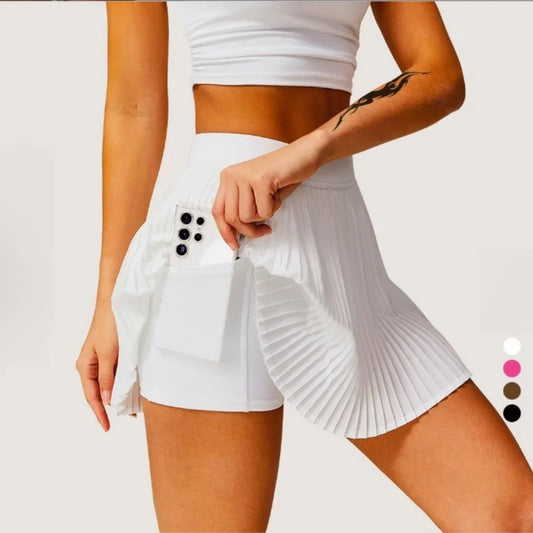 Women's Fashion 2-in-1 Golf / Tennis Skirt - Pleated Fitness Suit with Inner Pocket