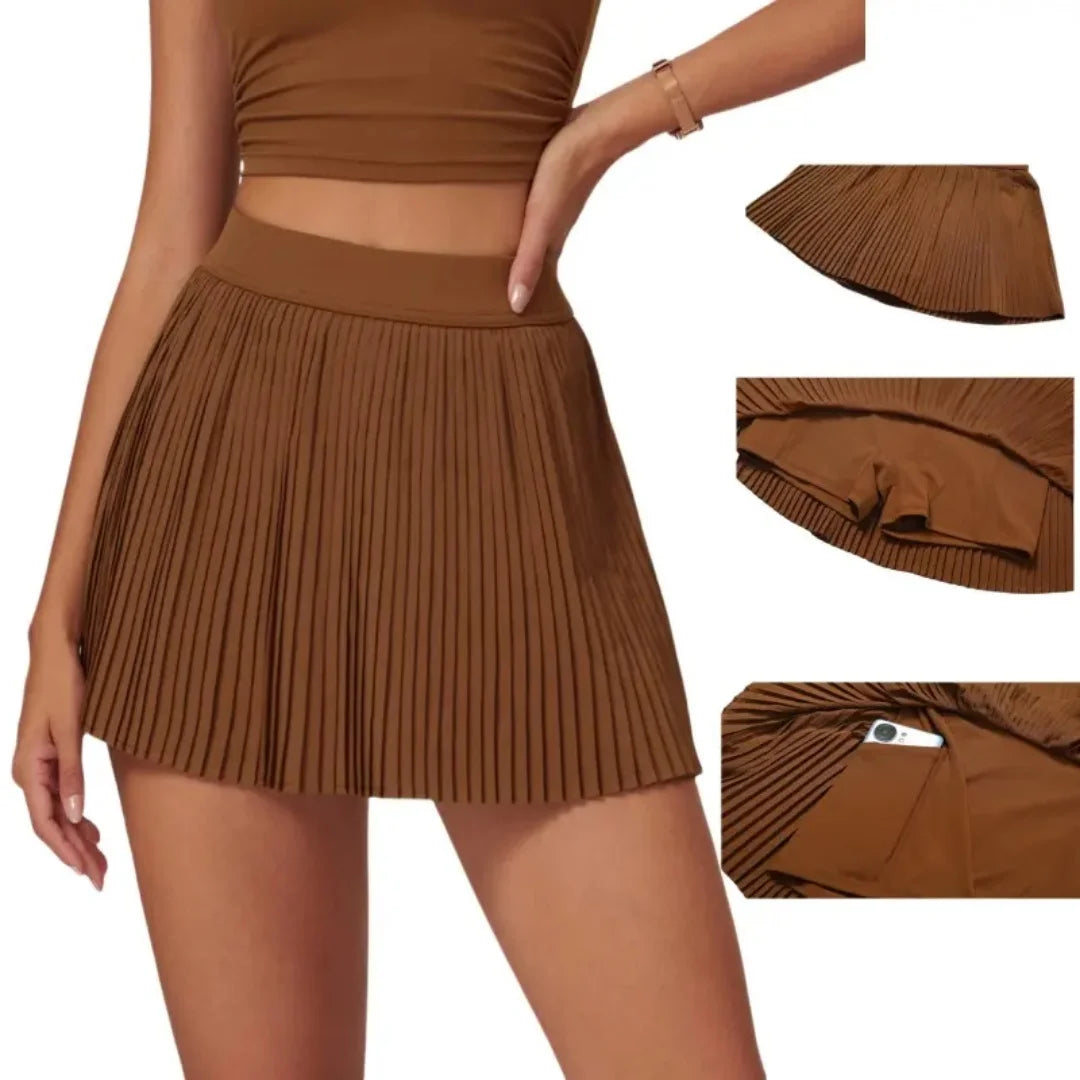 Women's Fashion 2-in-1 Golf / Tennis Skirt - Pleated Fitness Suit with Inner Pocket