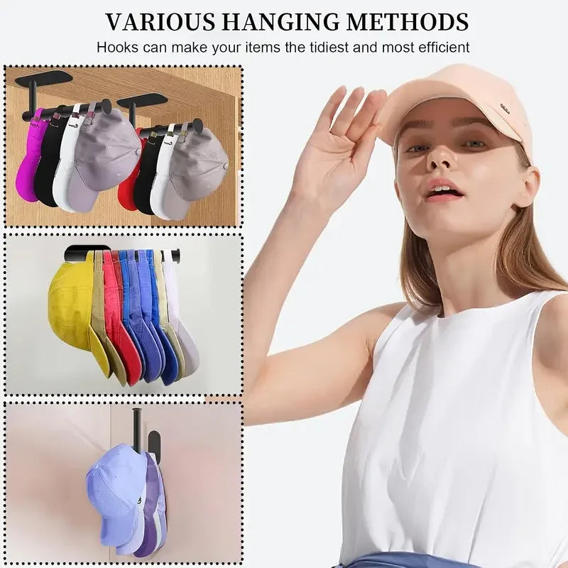 Stainless Steel Baseball Cap Hanger - Wall Mounted Hat Organizer With Punch-Free Design