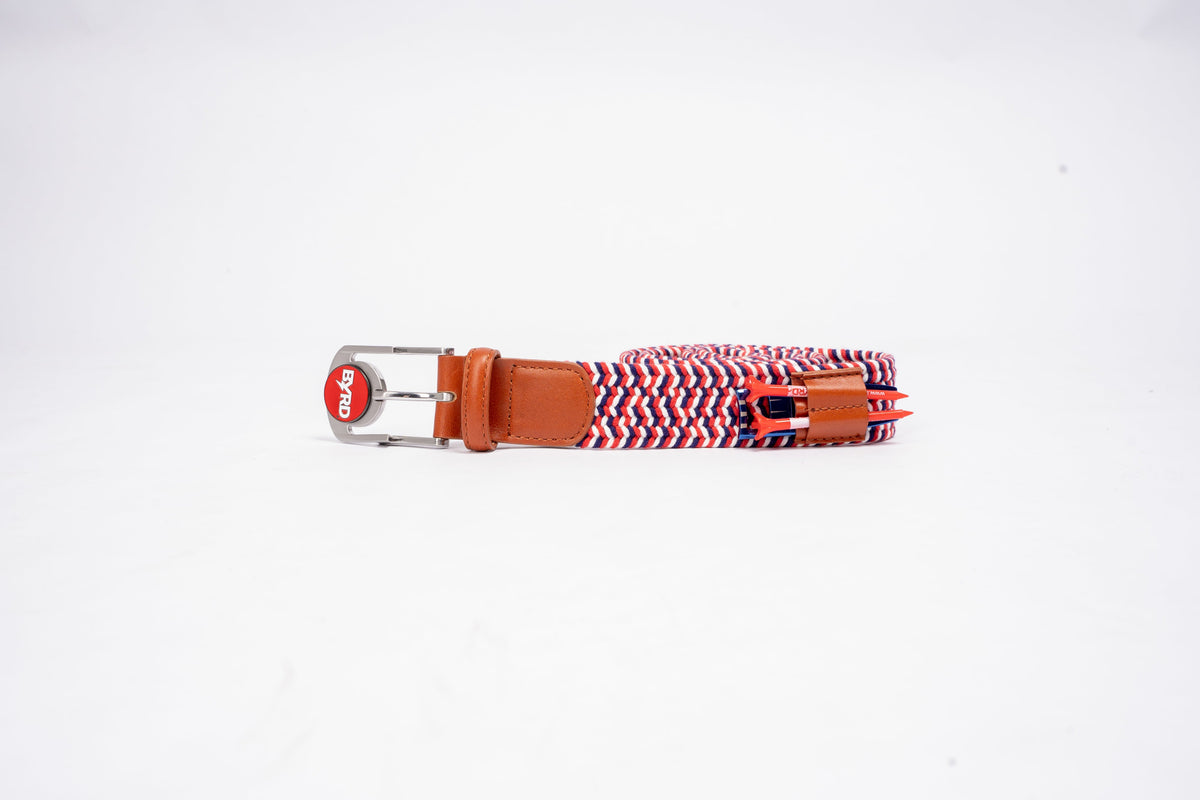 THE BRAIDED BYRD GOLF BELT - Red/White/Blue