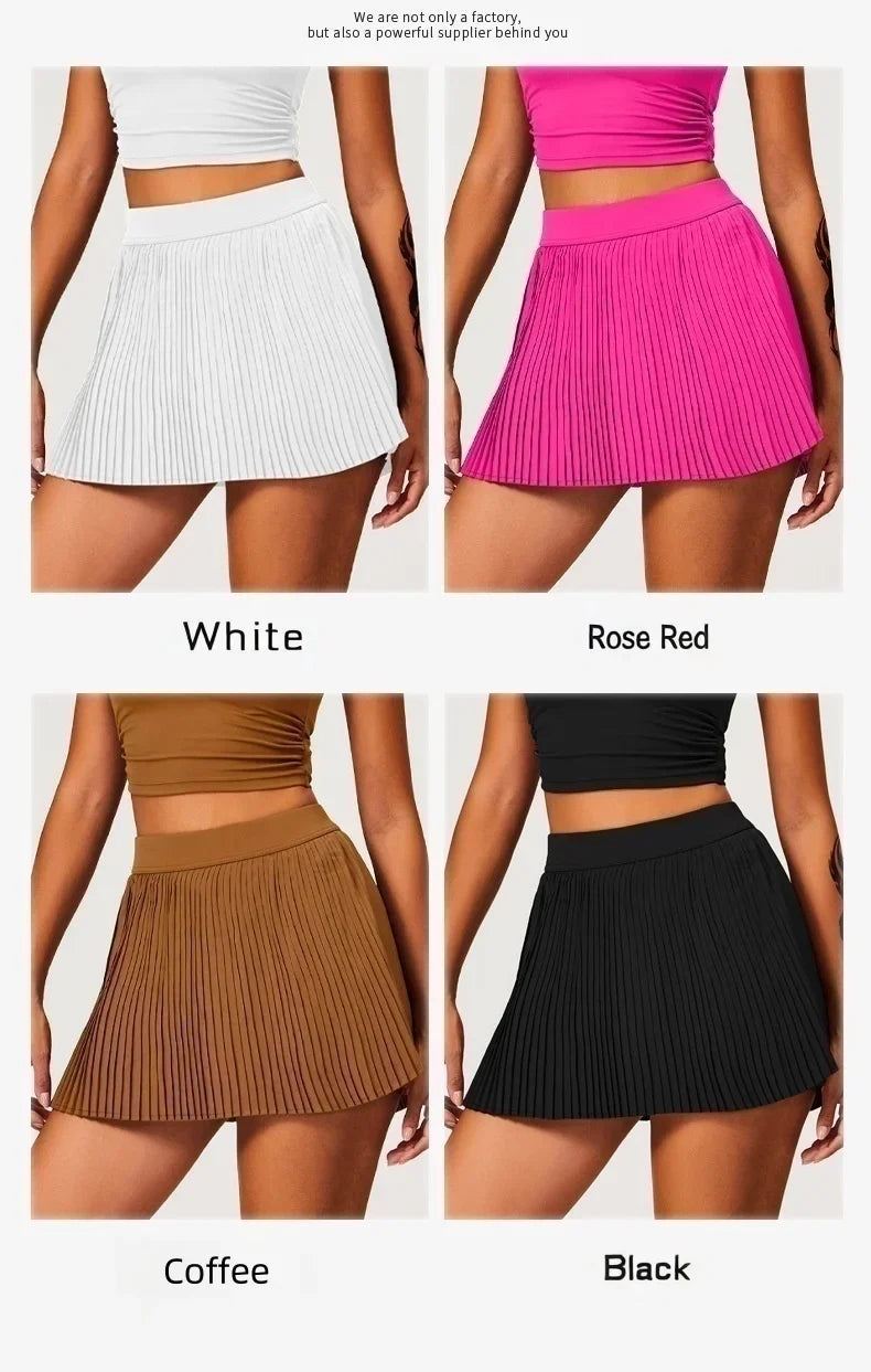 Women's Fashion 2-in-1 Golf / Tennis Skirt - Pleated Fitness Suit with Inner Pocket