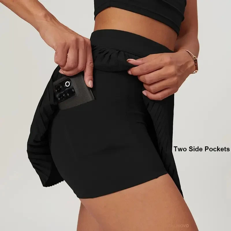 Women's Fashion 2-in-1 Golf / Tennis Skirt - Pleated Fitness Suit with Inner Pocket