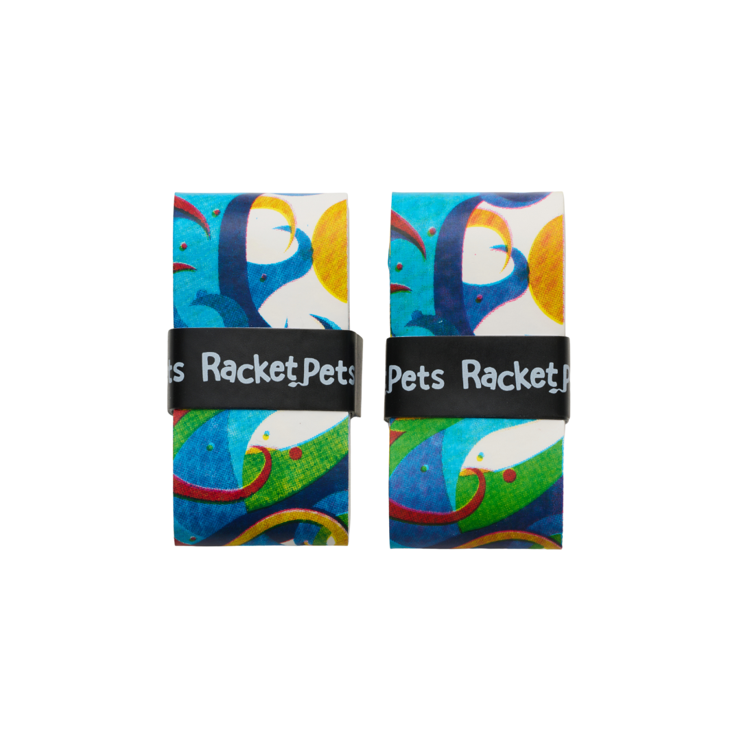 VALUE PACK - A Blue Shark Racket Pet Tennis Dampener and Blue Overgrip Tape