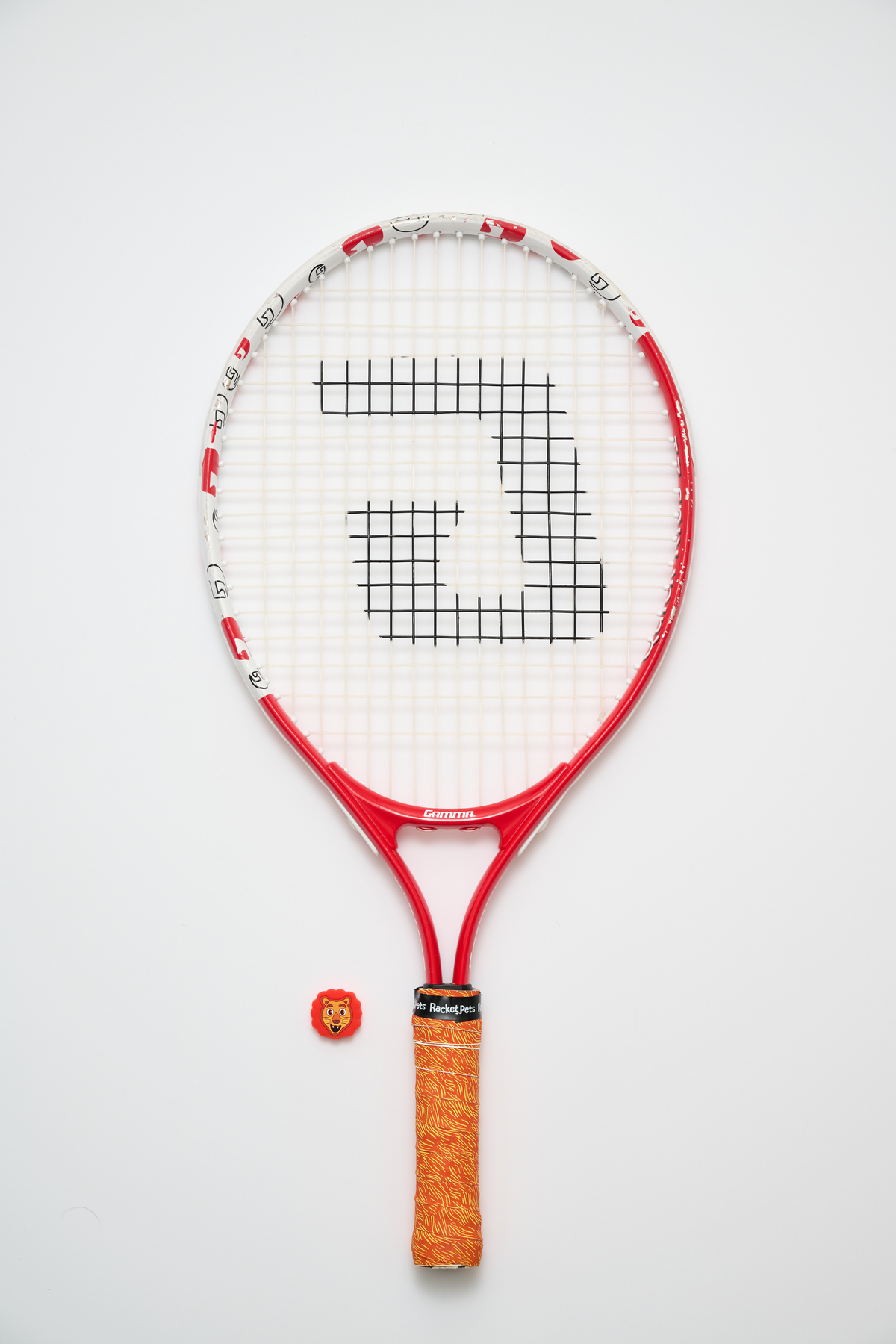 Lion Orange Tennis Racket Overgrip Tape and Matching Shock Absorbing Dampener