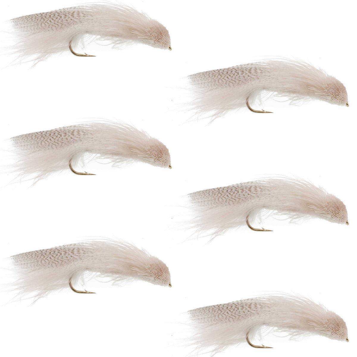Galloup's Zoo Cougar White Streamer Fly - 6 Flies Size 4