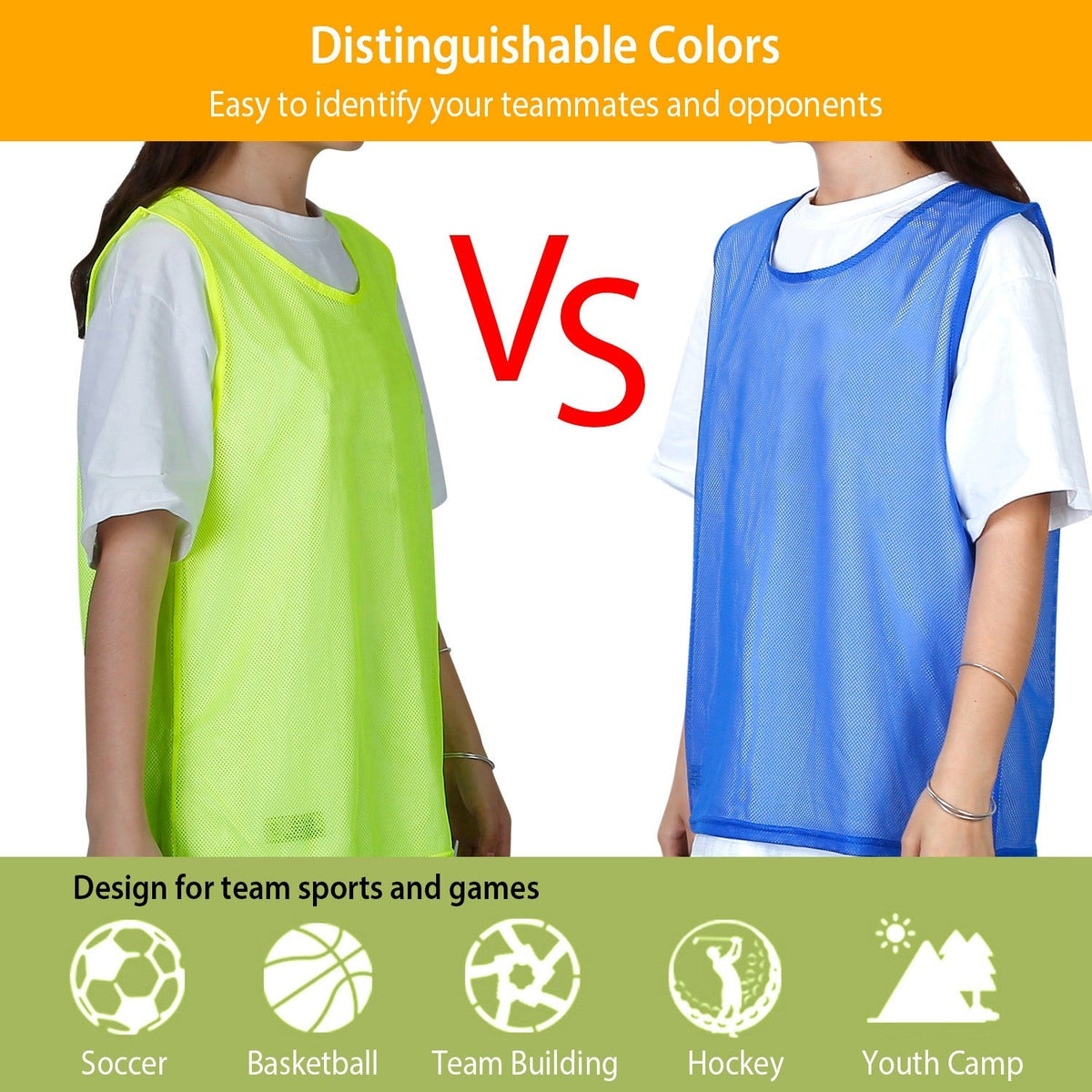 5 Pcs Mesh Scrimmage Vests - Soccer / Basketball Team Training Jerseys