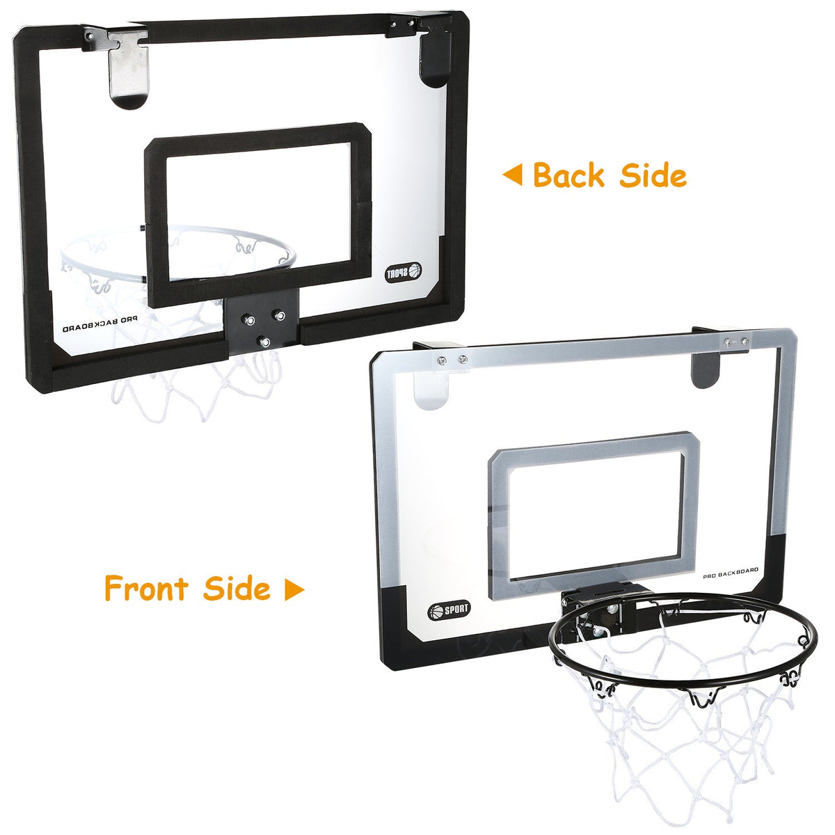 Mini Basketball Hoop System / Set Over the Door with Backboard, Breakaway Rim, Basketball, Pump, Tools