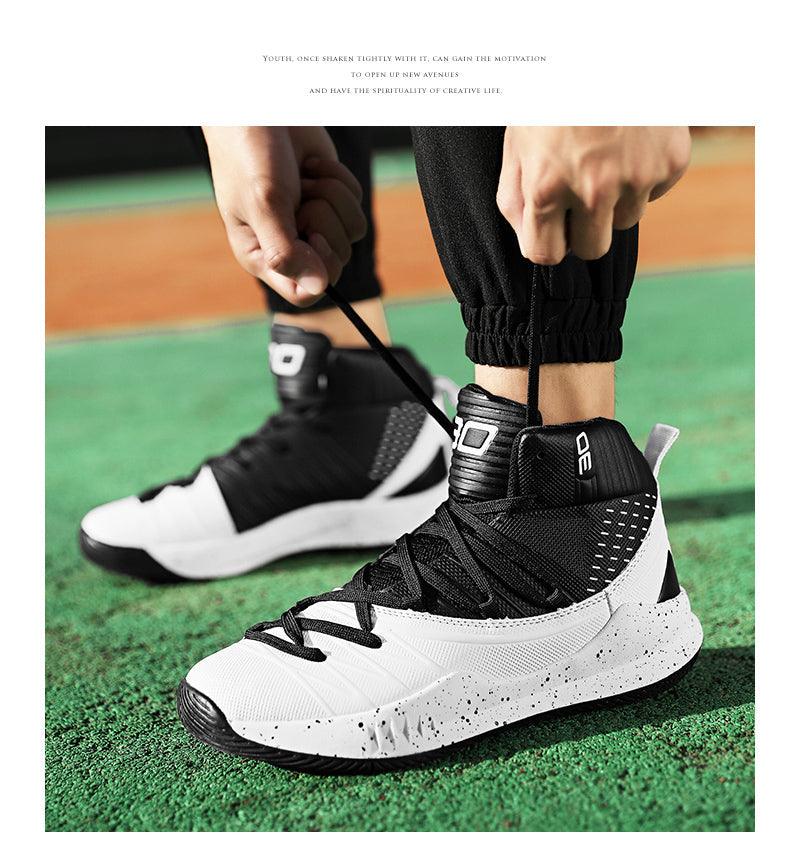 Men's Basketball Shoes / Black & White Ankle Boots, Cushioning, Breathable, Outdoor High Quality Men's Sneakers