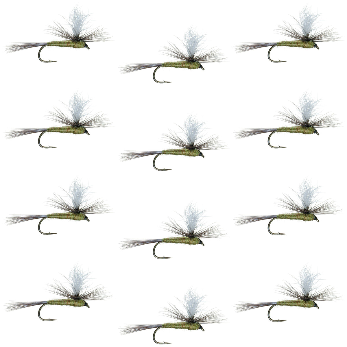Barbless Parachute Blue Winged Olive BWO Dry Fly - 12 Flies Size 18