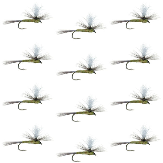 Barbless Parachute Blue Winged Olive BWO Dry Fly - 12 Flies Size 14