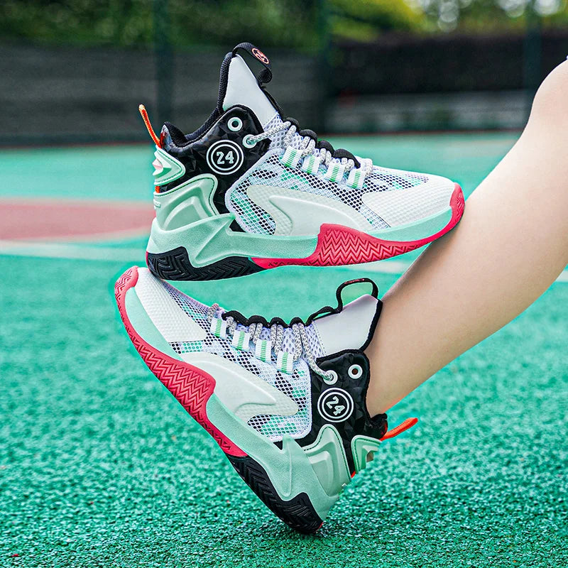 Boys' Basketball Shoes - Teenagers' Mesh Breathable Sports Shoes