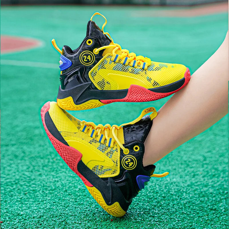 Boys' Basketball Shoes - Teenagers' Mesh Breathable Sports Shoes