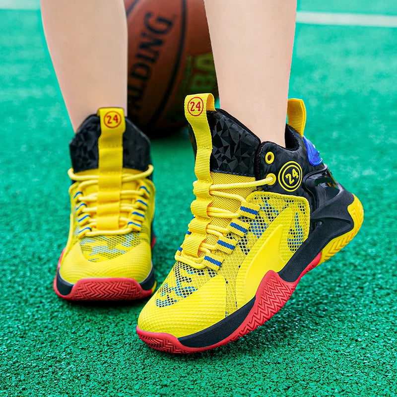 Boys' Basketball Shoes - Teenagers' Mesh Breathable Sports Shoes