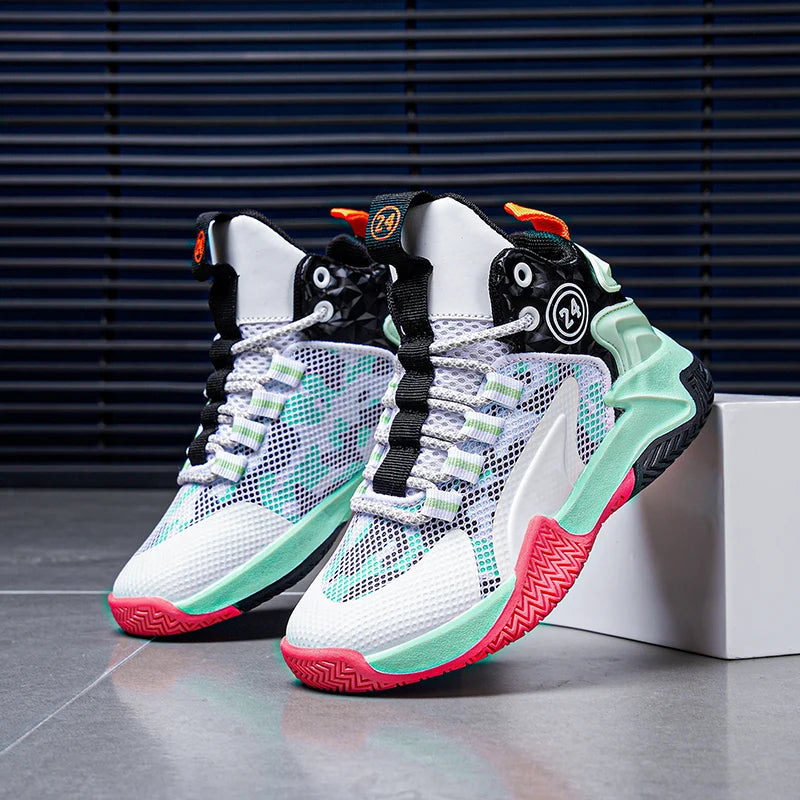 Boys' Basketball Shoes - Teenagers' Mesh Breathable Sports Shoes