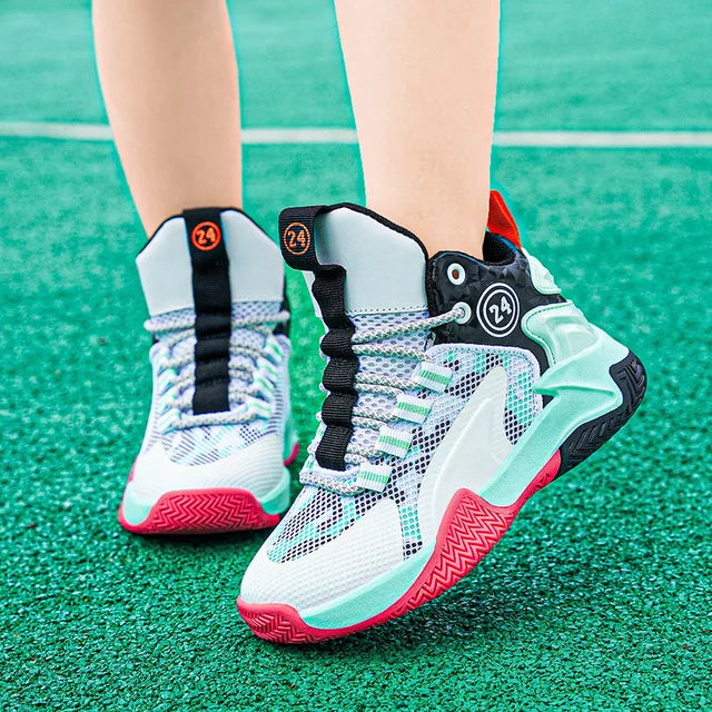 Boys' Basketball Shoes - Teenagers' Mesh Breathable Sports Shoes