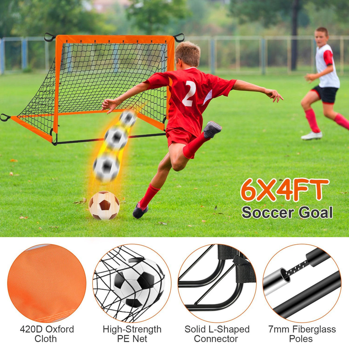 Kids Soccer Goals Set For Backyard - Portable Soccer Training Equipment