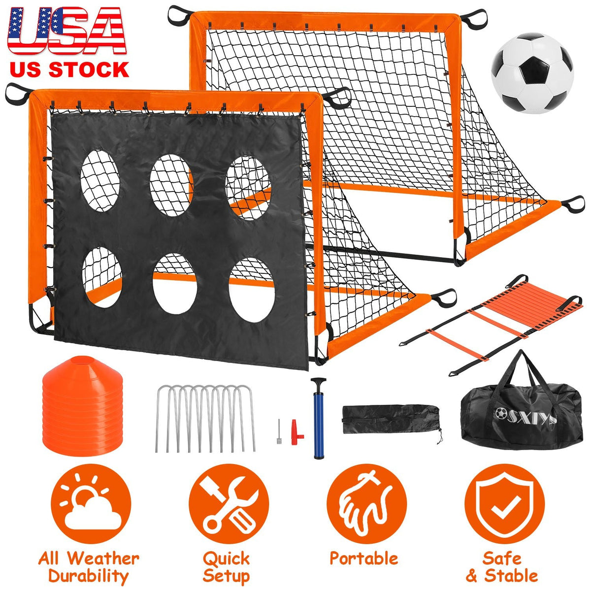 Kids Soccer Goals Set For Backyard - Portable Soccer Training Equipment