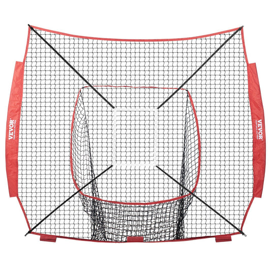 7x7 ft Baseball / Softball Practice Net, Portable Baseball Training Net with Strike Zone