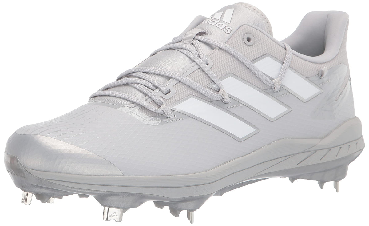 Adidas Men's Adizero Afterburner 8 Baseball Shoe Team Light Grey/White/Silver Metallic 7.5