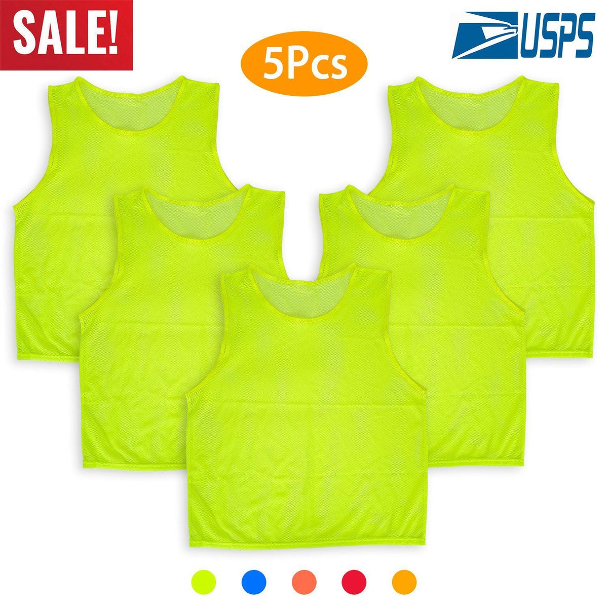 5 Pcs Mesh Scrimmage Vests - Soccer / Basketball Team Training Jerseys