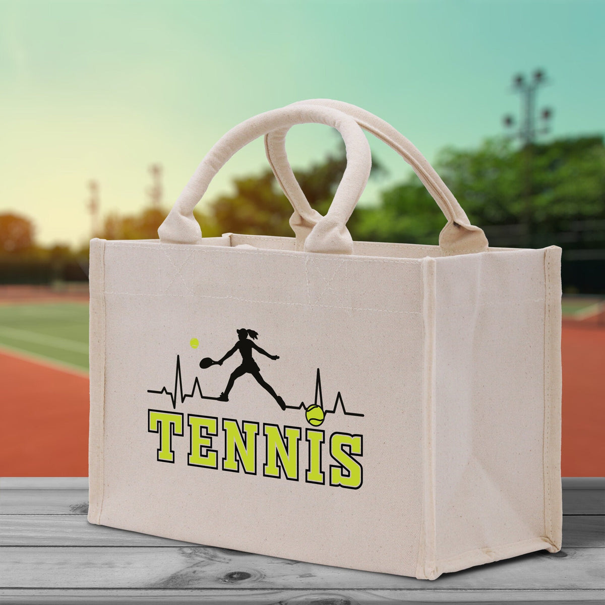 Tennis Silhouette Pulse Cotton Canvas Tote Bag