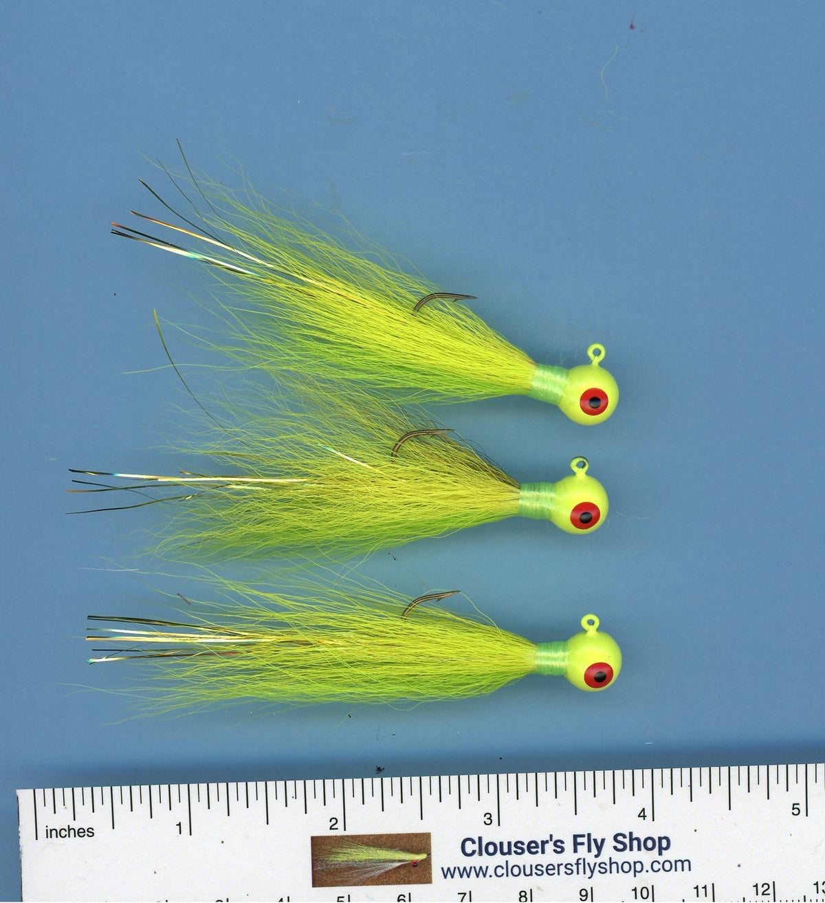 Bucktail Jigs 3 Pak with Painted Heads & Eyes 1/4 oz