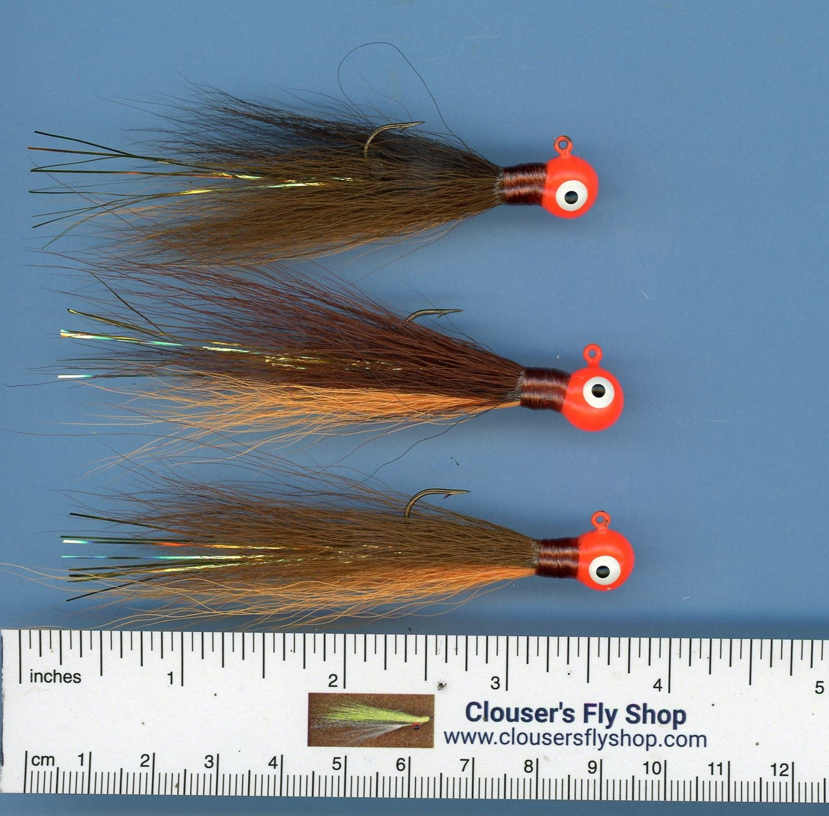 Bucktail Jigs 3 Pak with Painted Heads & Eyes 1/4 oz