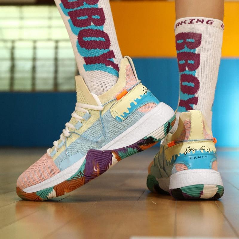 Men's Breathable Basketball Shoes - Shockproof High Top Sneakers