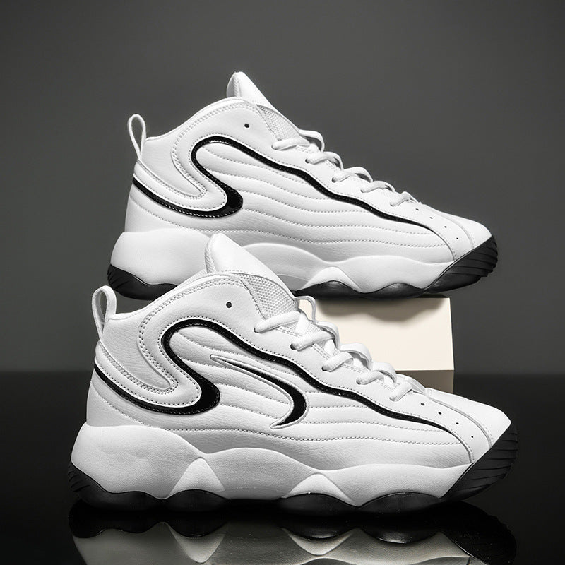 Men's Sports Shoes with Leather Surface, Fashionable Basketball Shoes