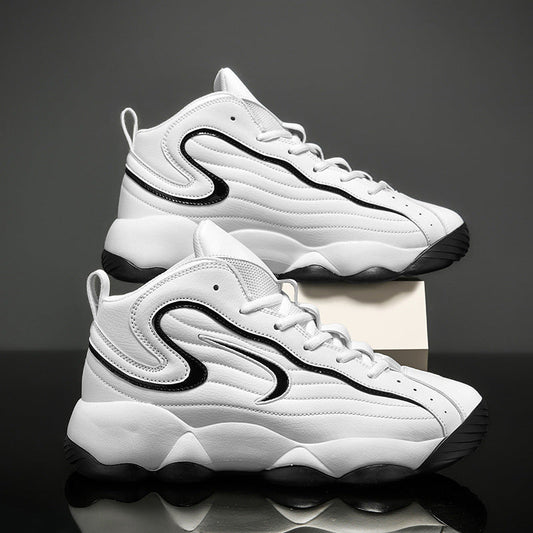 Men's Sports Shoes with Leather Surface, Fashionable Basketball Shoes