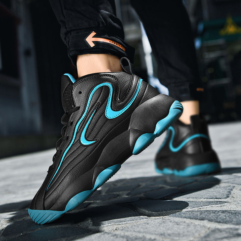 Men's Sports Shoes with Leather Surface, Fashionable Basketball Shoes