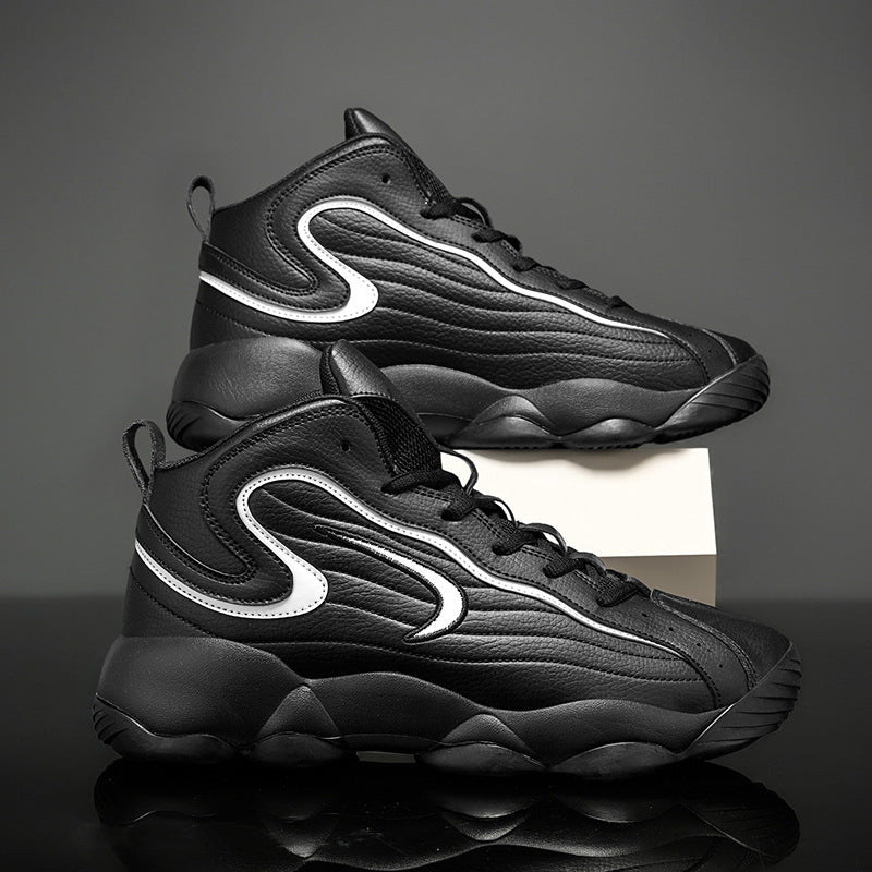 Men's Sports Shoes with Leather Surface, Fashionable Basketball Shoes