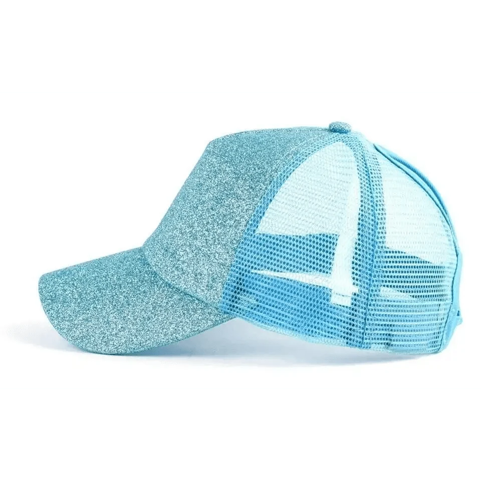 Women's Elegant Glitter Ponytail Baseball Caps