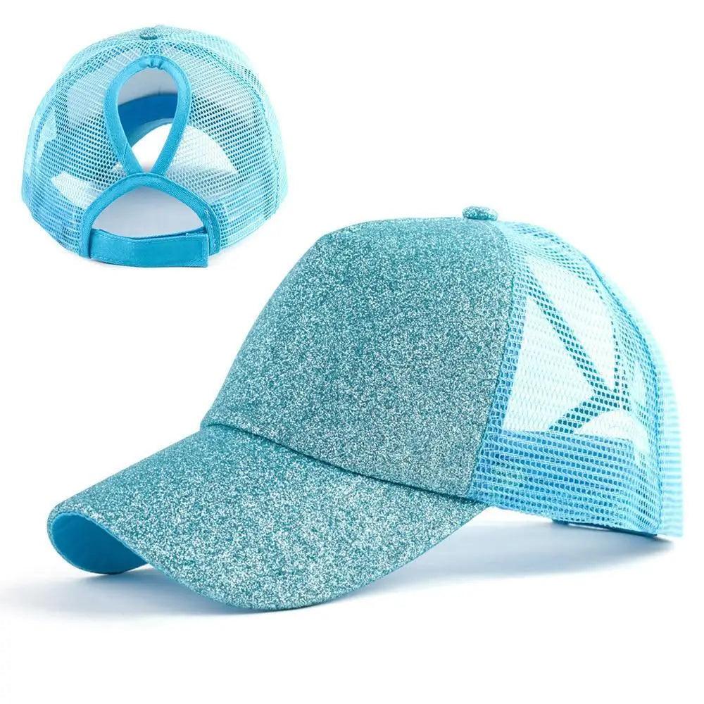 Women's Elegant Glitter Ponytail Baseball Caps