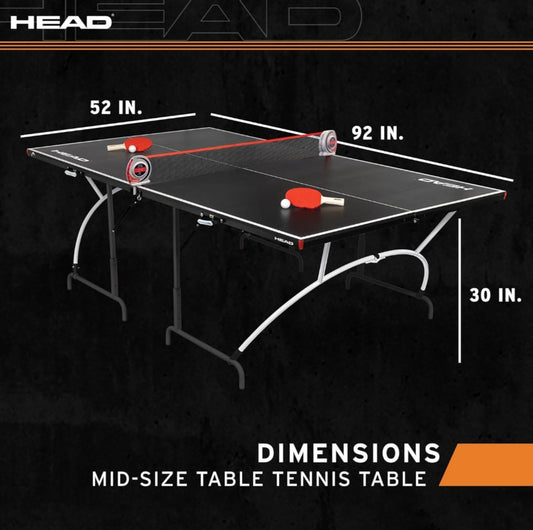 HEAD Mid Size Table Tennis Table / Size 92” x 52” x 30”