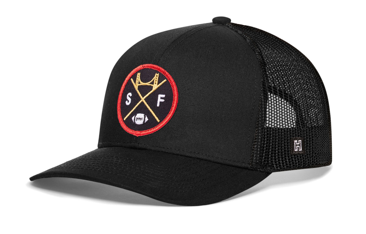 San Francisco Football Trucker Hat  |  Black SF X Snapback