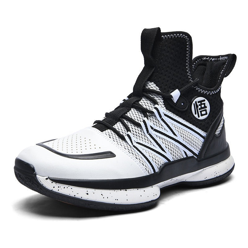 Summer High-top Basketball Shoes with Fly Woven Mesh Surface for Men