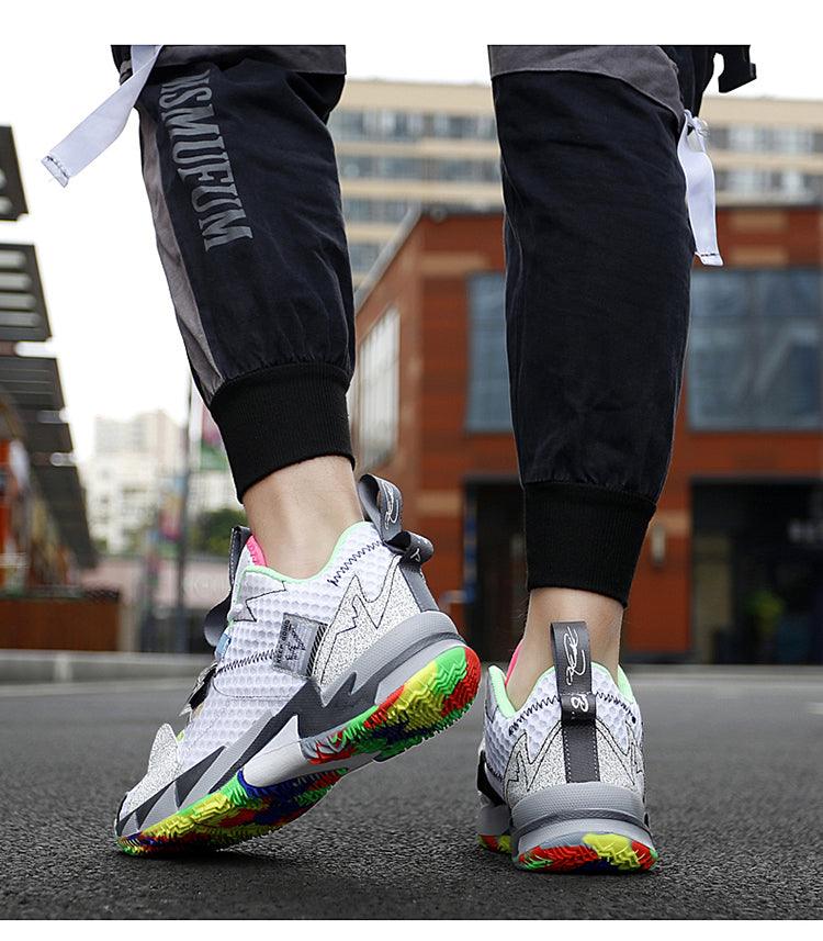 Unisex Breathable Soft High Top Basketball Shoes, Outdoor Rainbow Basketball Shoes