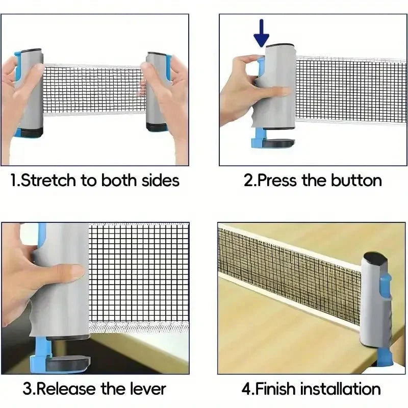 Universal Retractable Ping Pong Net - Portable Table Tennis Training Net