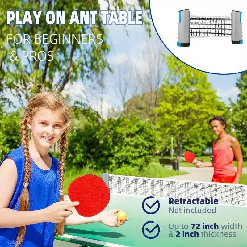 Universal Retractable Ping Pong Net - Portable Table Tennis Training Net